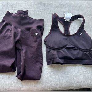Gymshark Seamless Racerback Sports Bra and Leggings Set - Plum